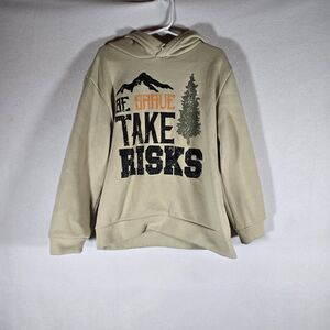 Star Ride brand Boys Hoodie, Tan, Large Size 7 Mountains Take Risks
